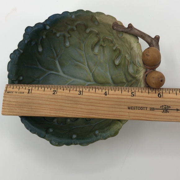 Takahashi San Francisco Porcelain Hand Painted Bowl Oak Leaves Acorns Green 6" - Picture 11 of 12